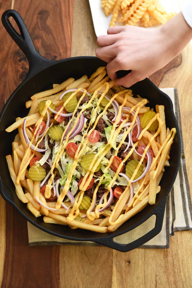 Loaded Cheeseburger Fries - Quick and Easy Appetizer