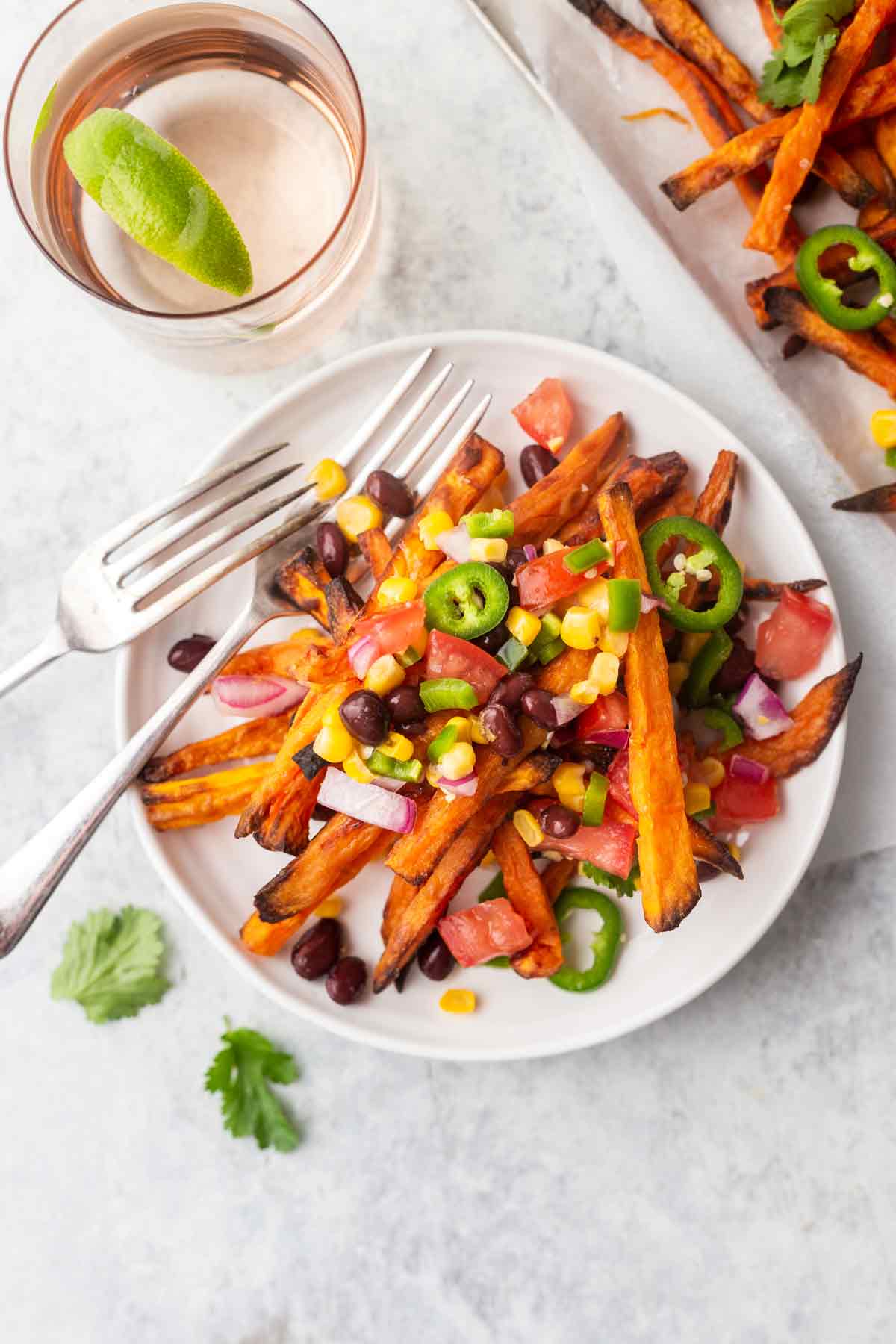 Healthy Loaded Sweet Potato Fries Mexican Style