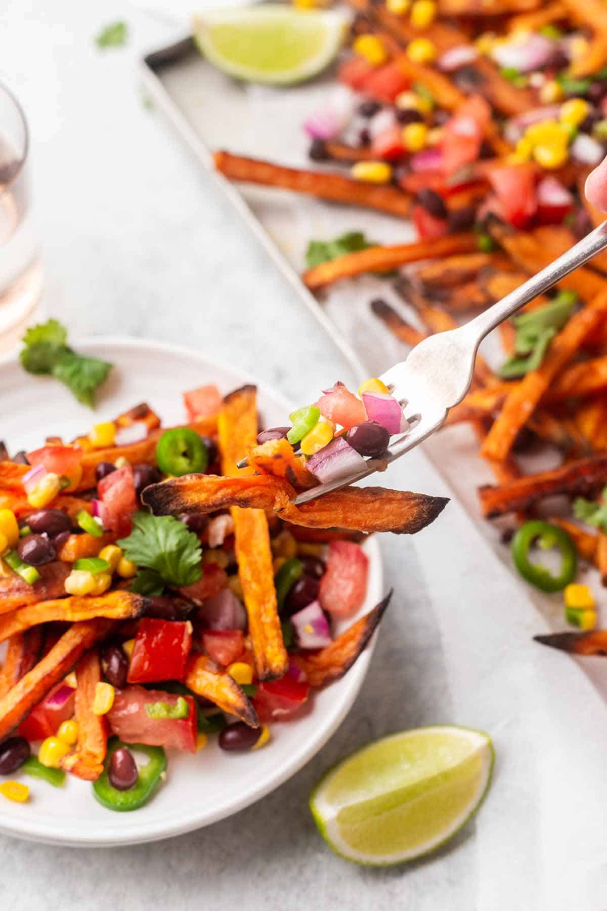 Vegetarian Healthy Loaded Sweet Potato Fries