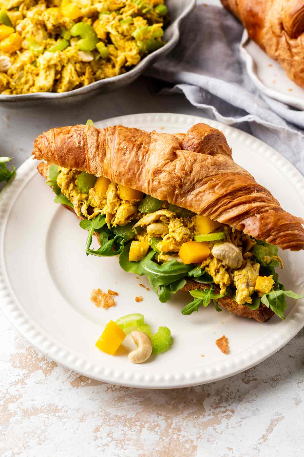 Mango Curry Chicken Salad Croissant Sandwich