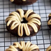 Chocolate Maple Zucchini Donuts on Cooling Rack