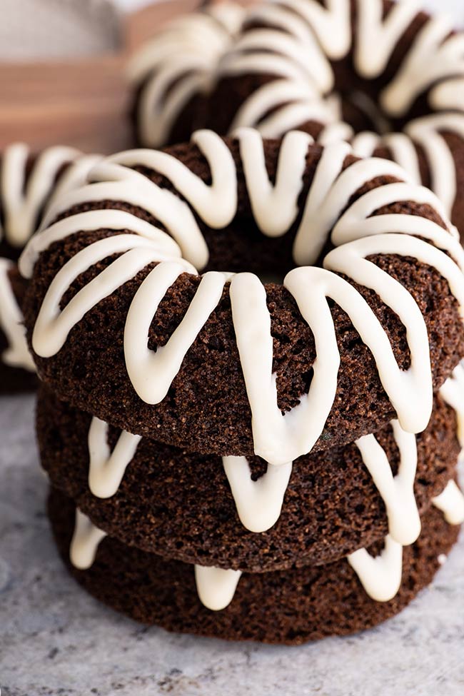 Chocolate Maple Zucchini Donuts Stacked