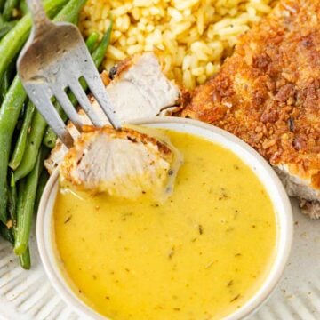 Pork dipped in maple-Dijon sauce