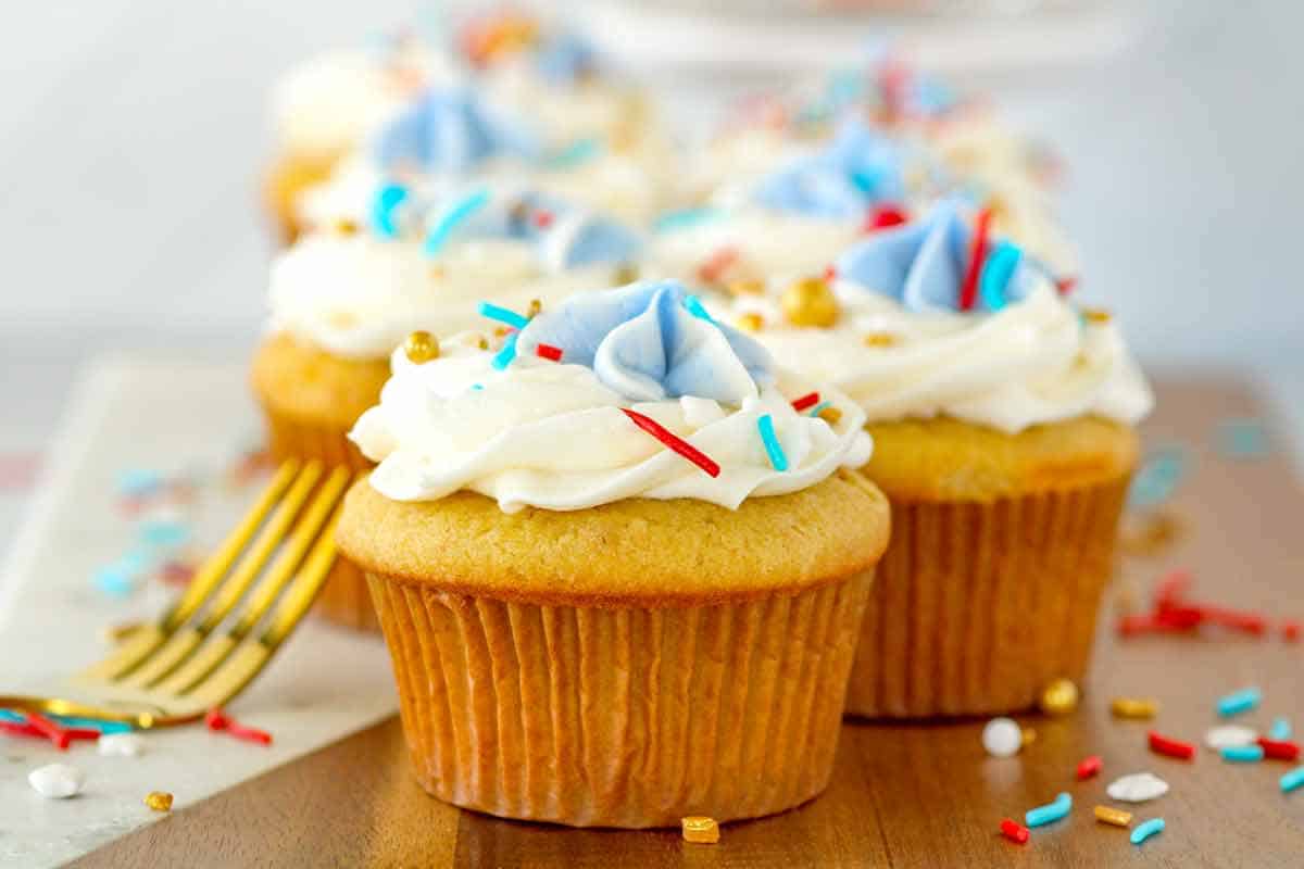 Marshmallow Buttercream Frosted Cupcakes