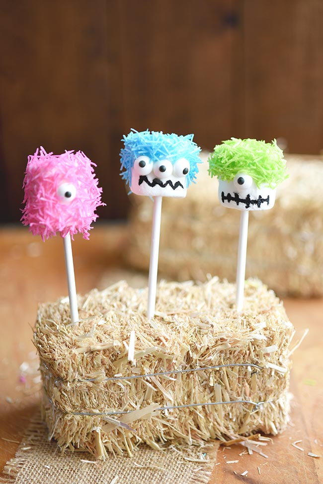 Marshmallow Monster Pops - an easy, no cook Halloween party treat