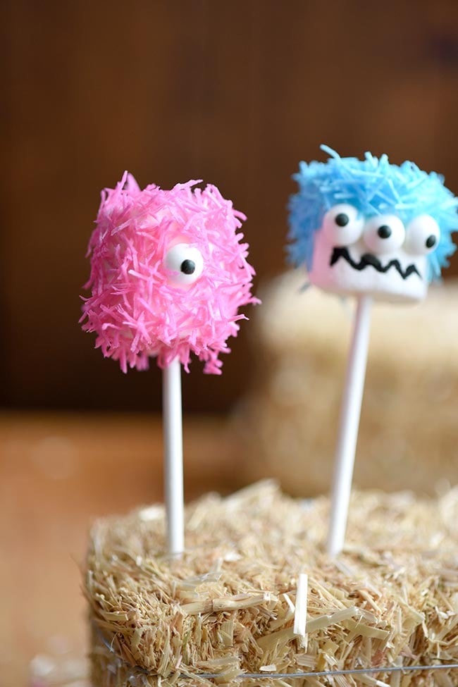 Marshmallow Monster Pops - an easy Halloween party snack