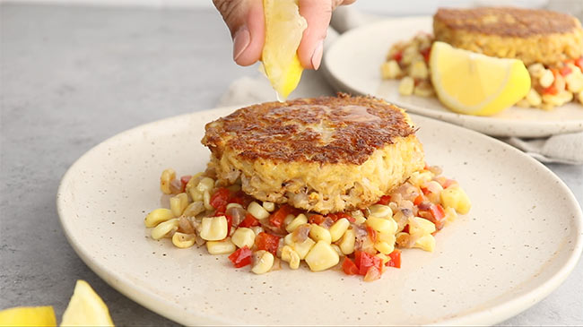 Lemon Squeeze over crab cake
