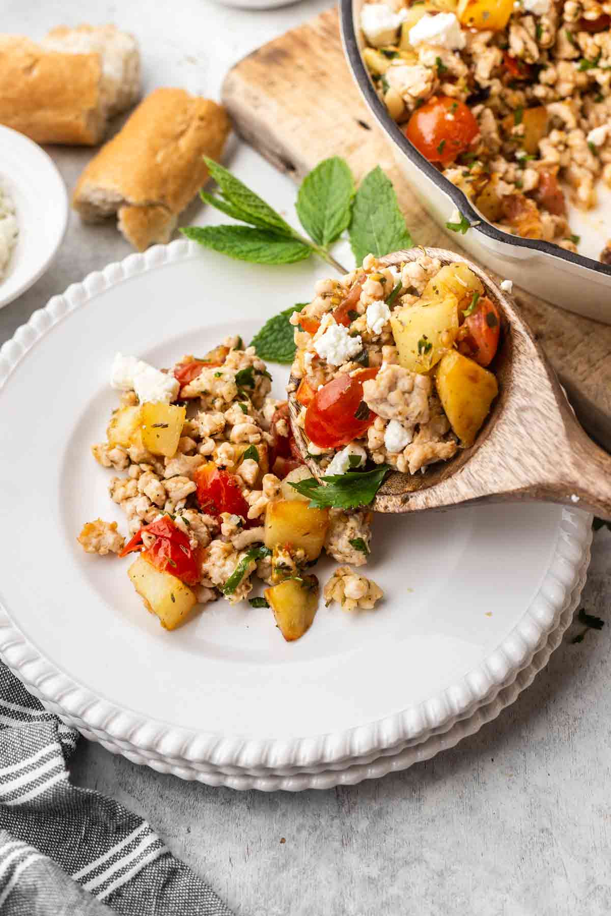 Mediterranean Ground Turkey Skillet