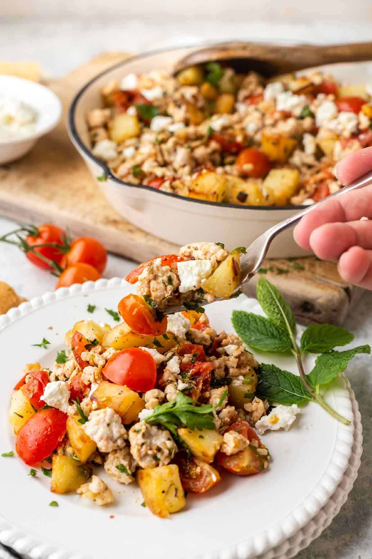 Mediterranean Seasoned Turkey Skillet