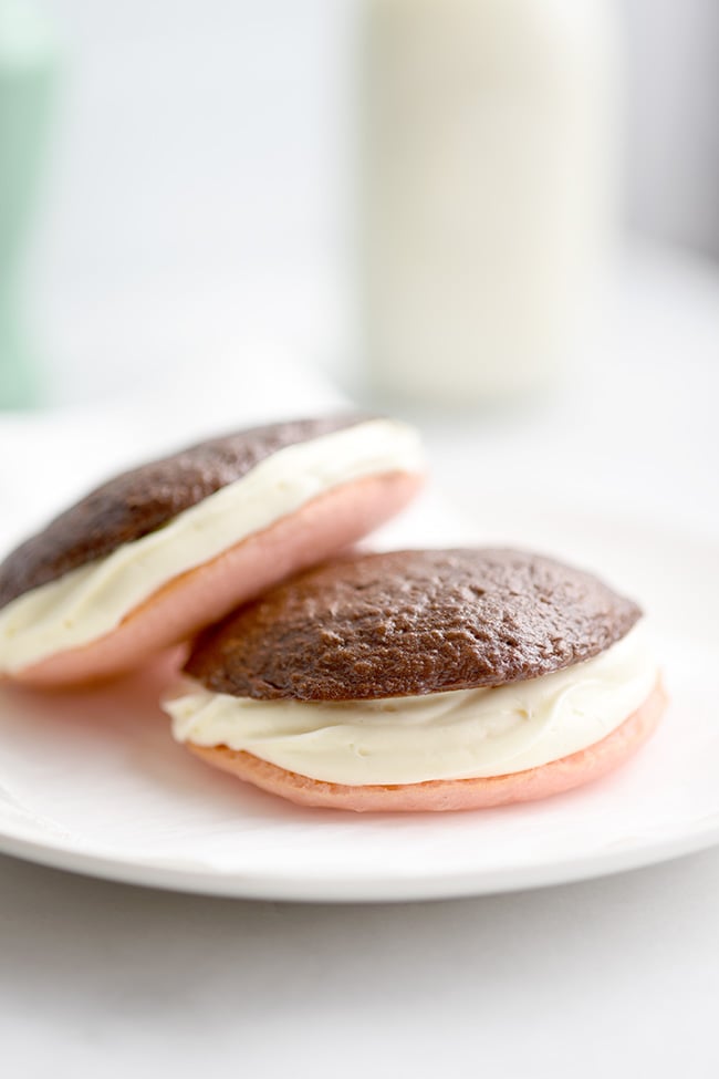 Neapolitan Whoopie Pies - using cake mix