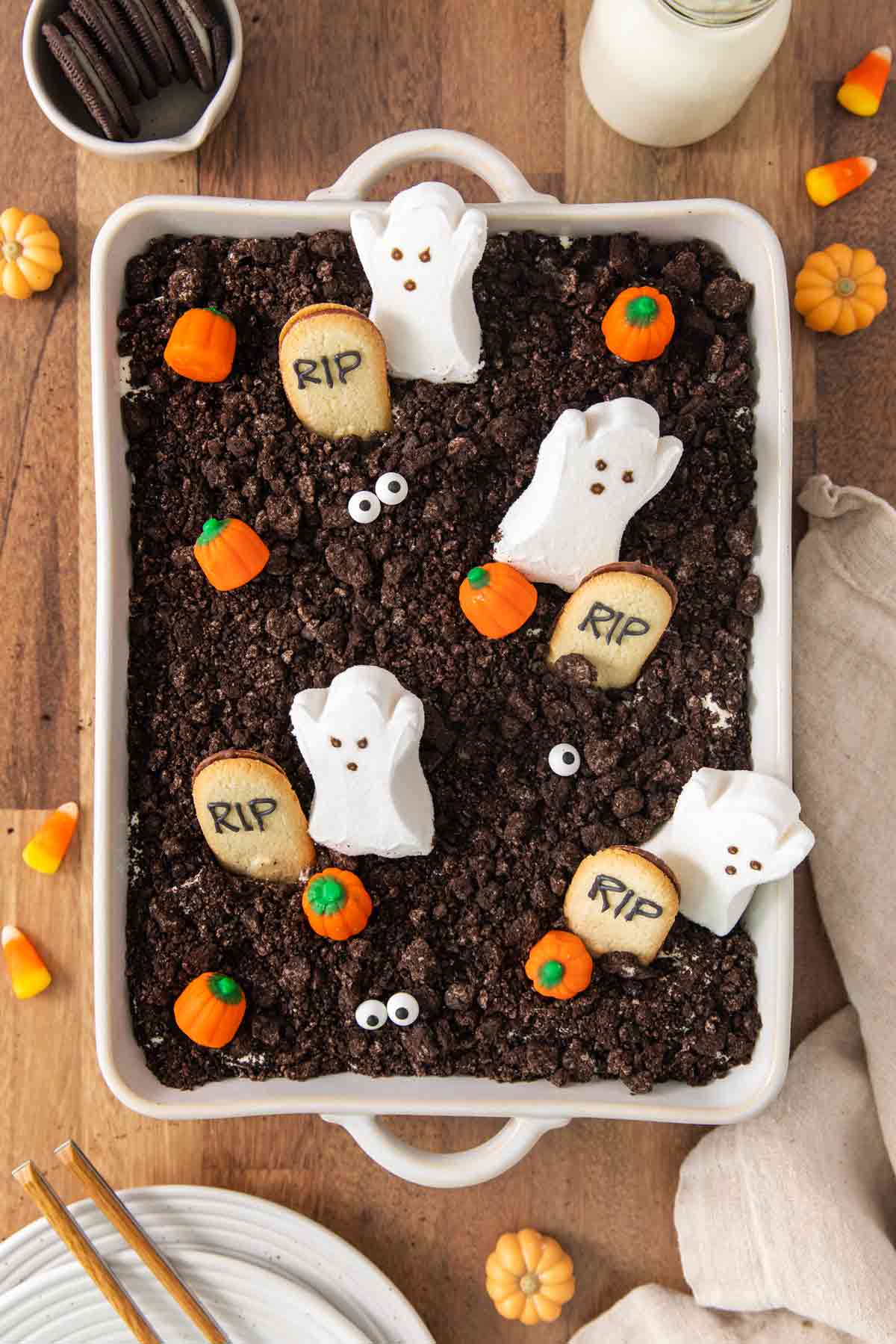 Halloween Oreo Dirt Cake Graveyard