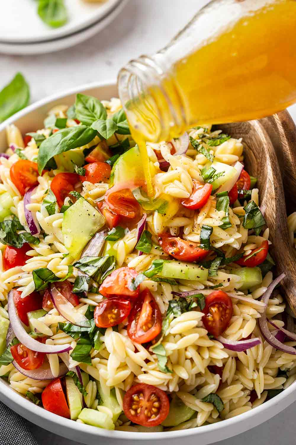 Greek Cucumber Tomato Orzo Pasta Salad