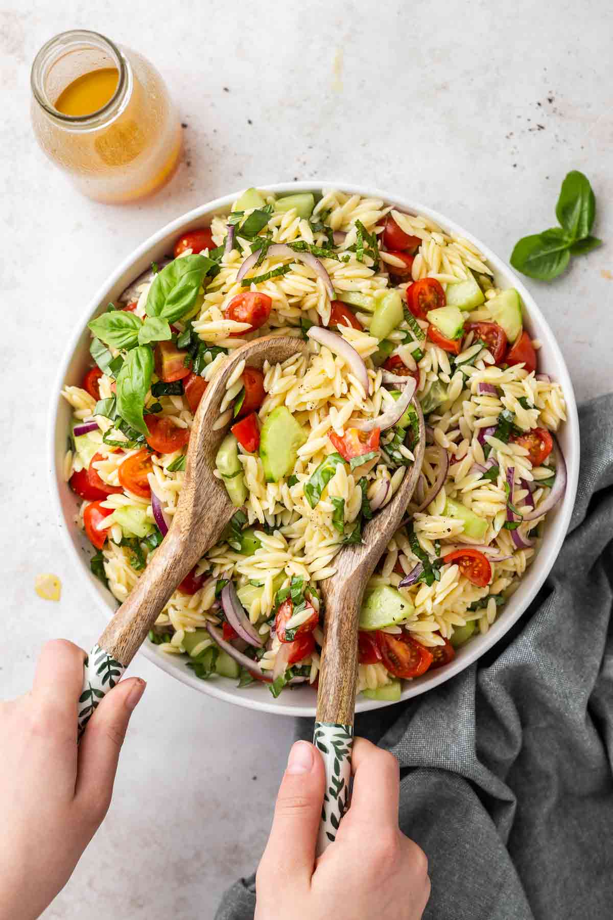 Orzo Pasta Salad with Honey-Lemon-Mint Dressing