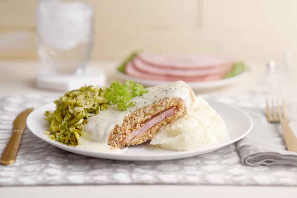 Oven-fried Ham Steaks with White Gravy