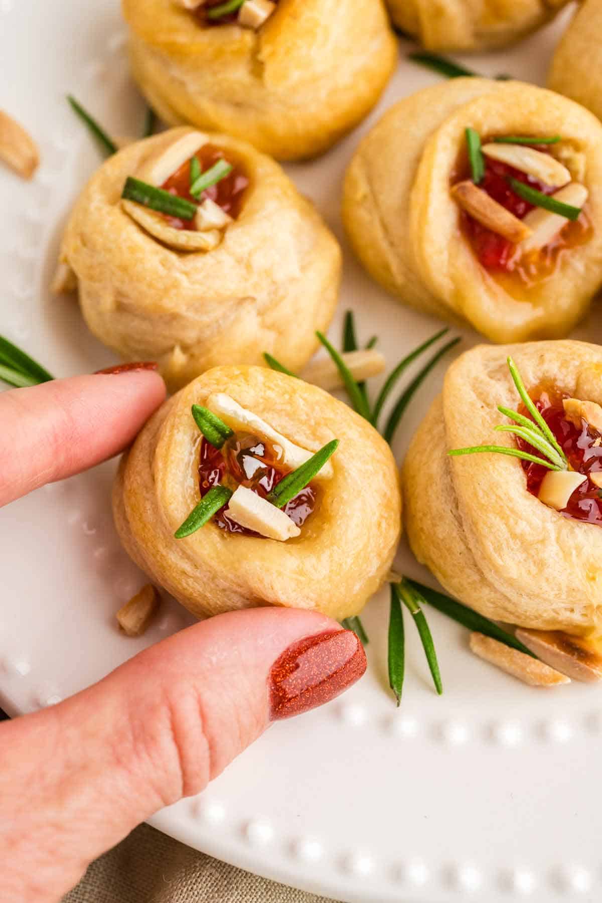 Baked Brie Knots with Pepper Jelly