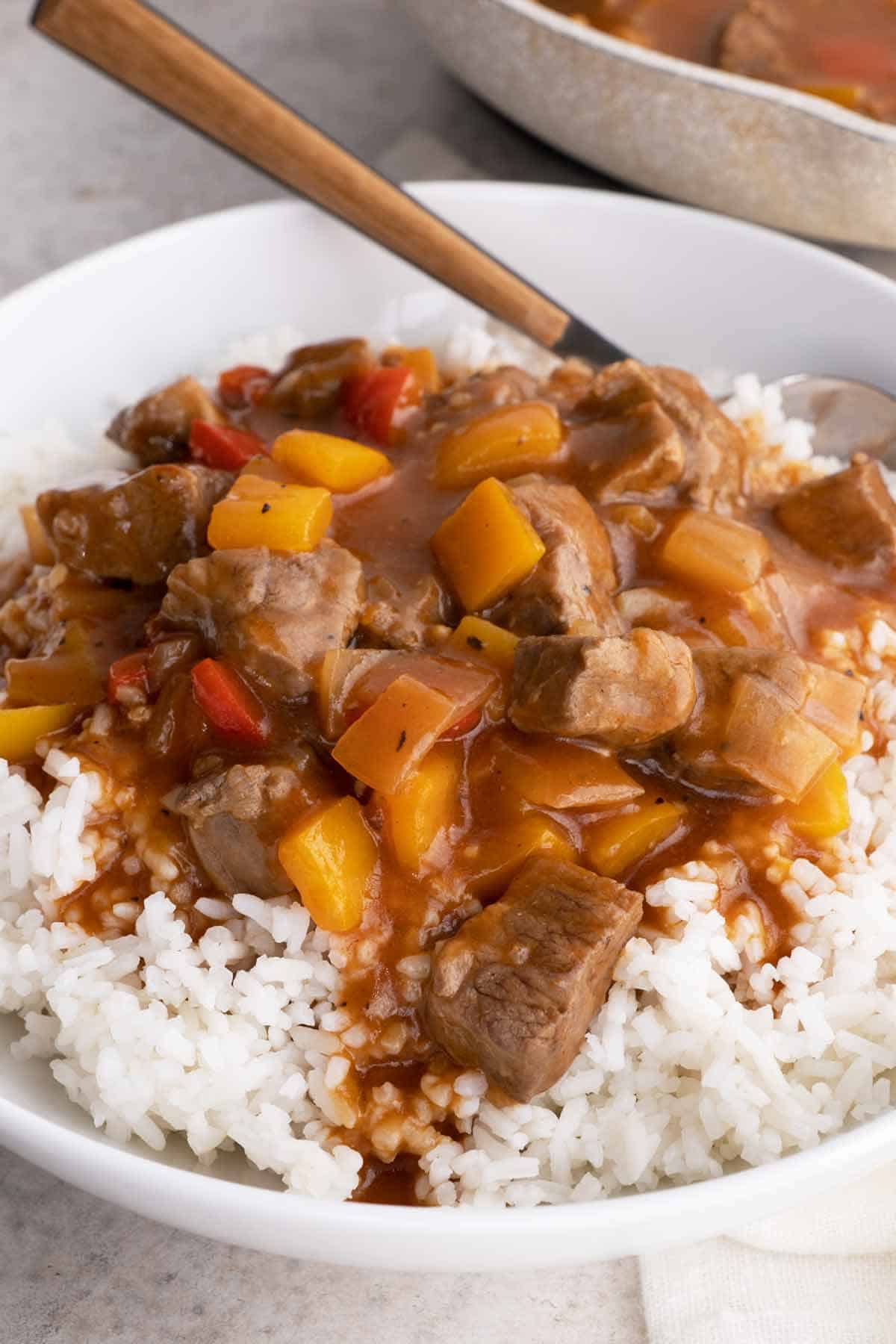 Pepper Steak with Sauce over Rice