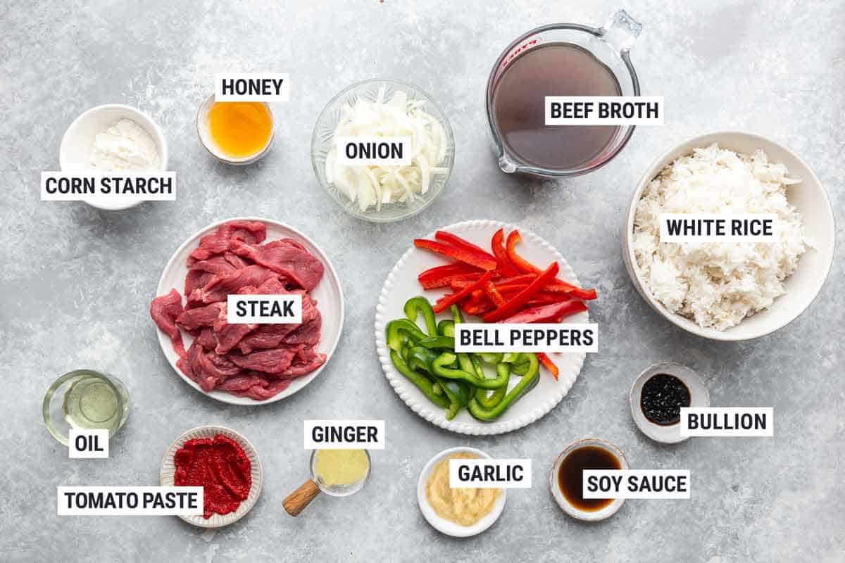 Beef and Pepper Rice Bowl Ingredients