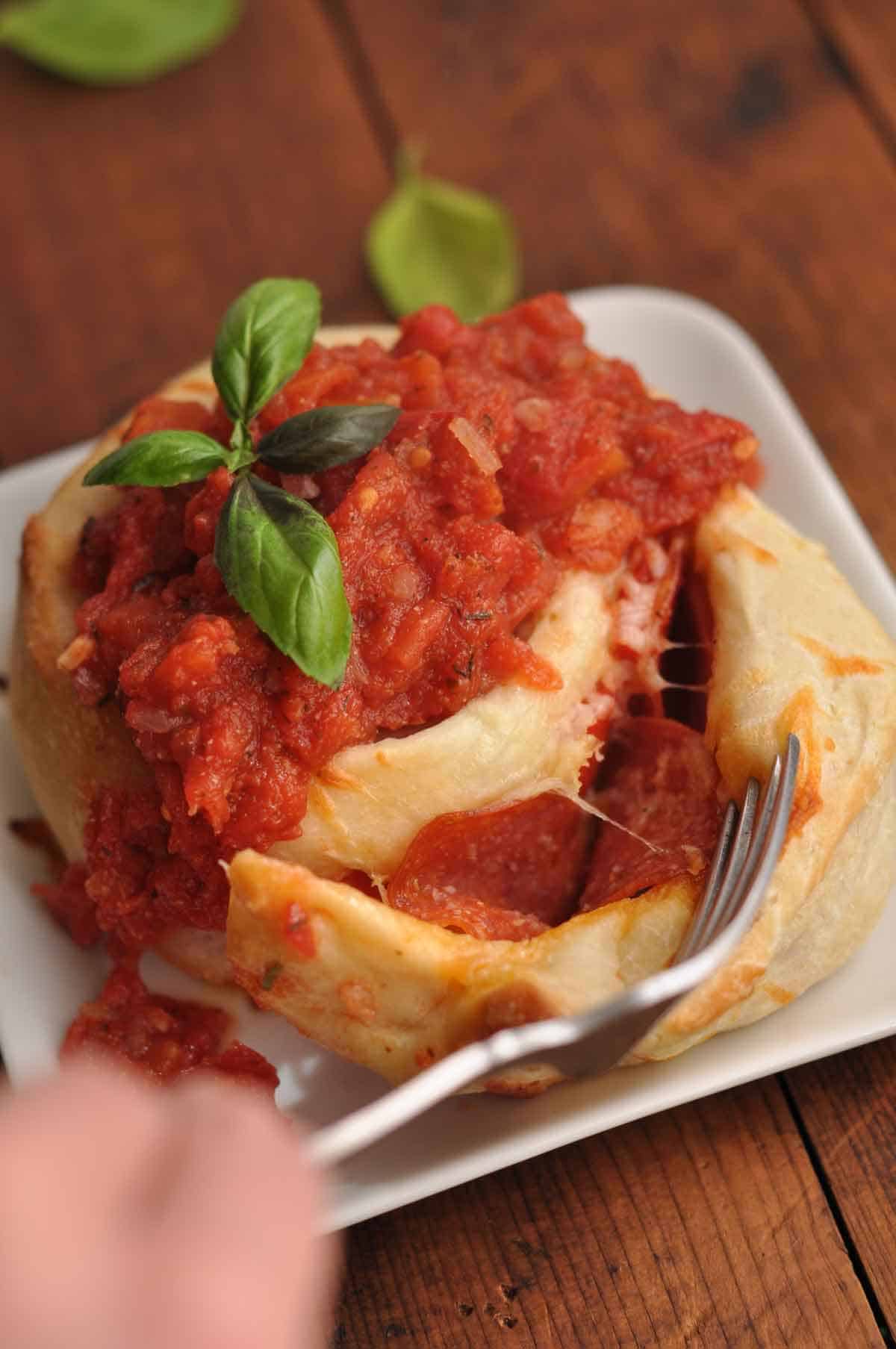 Baked Pepperoni Roll Ups with Marinara