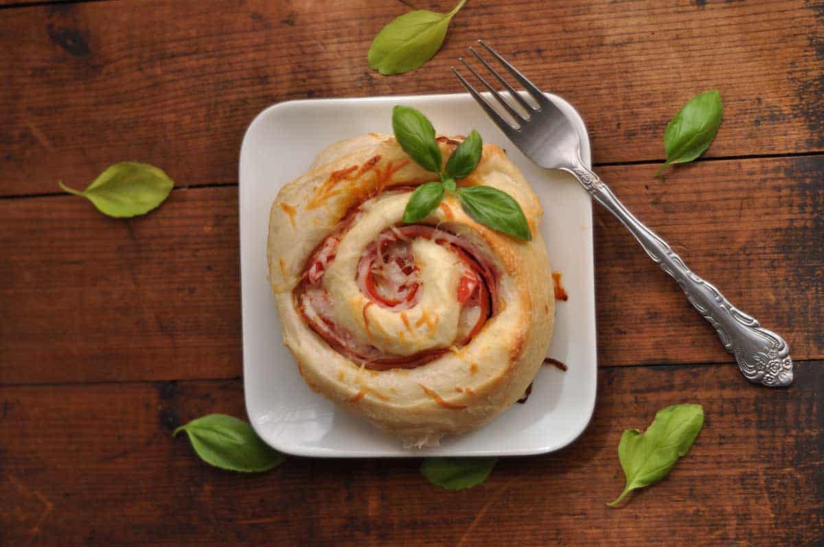 Pepperoni Roll Up with Fresh Basil