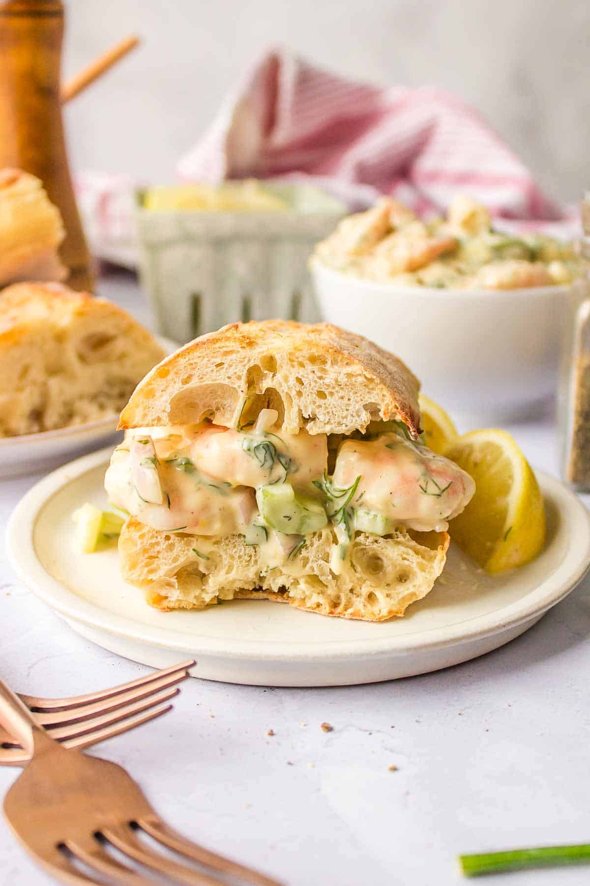 Poached Shrimp Salad Sandwich