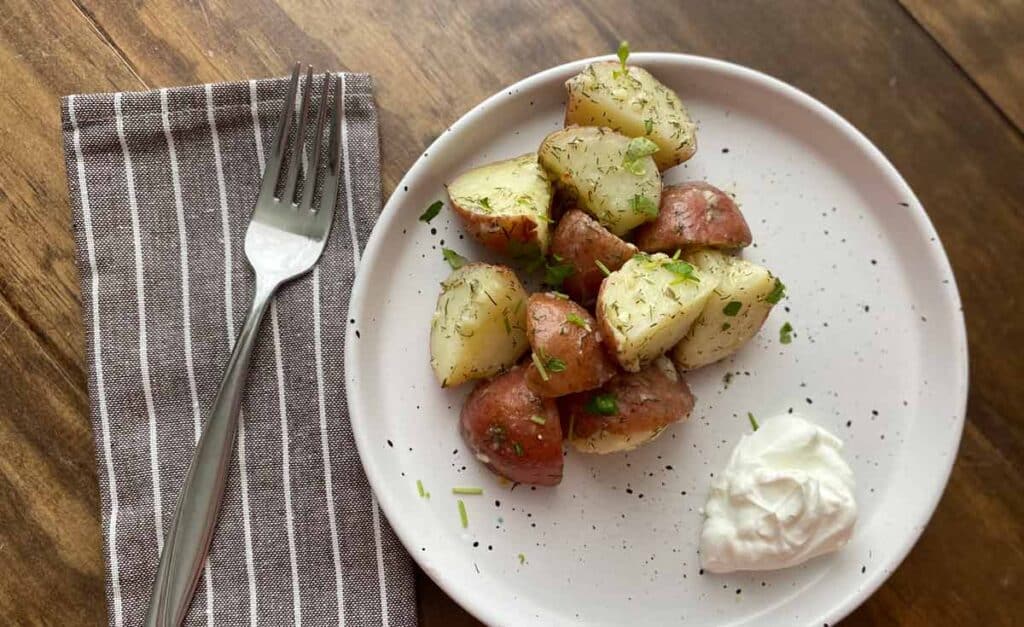 Italian Dressing Potato Salad with Sour Cream for Dipping