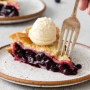 Puff Pastry Blueberry Pie topped with vanilla ice cream