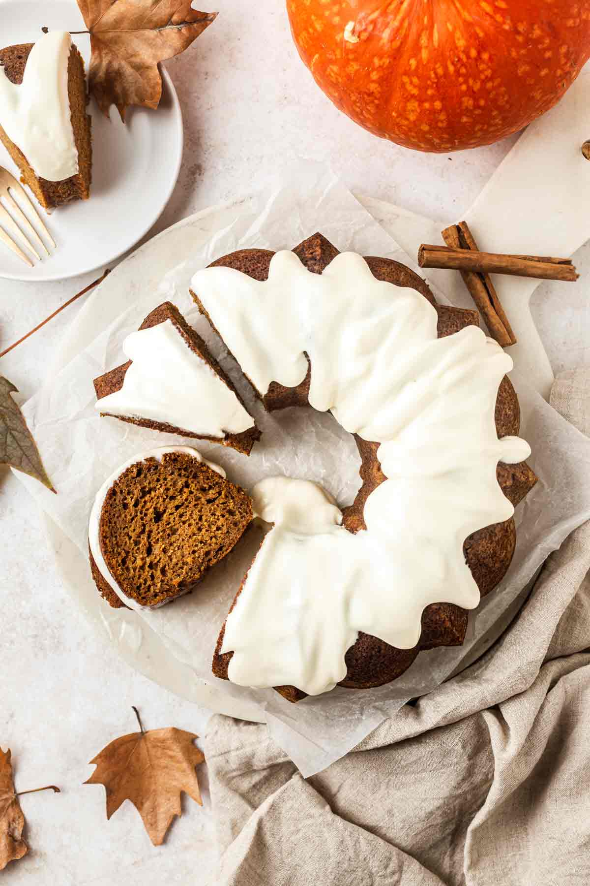 Pumpkin Bundt Cake with Cream Cheese Icing 