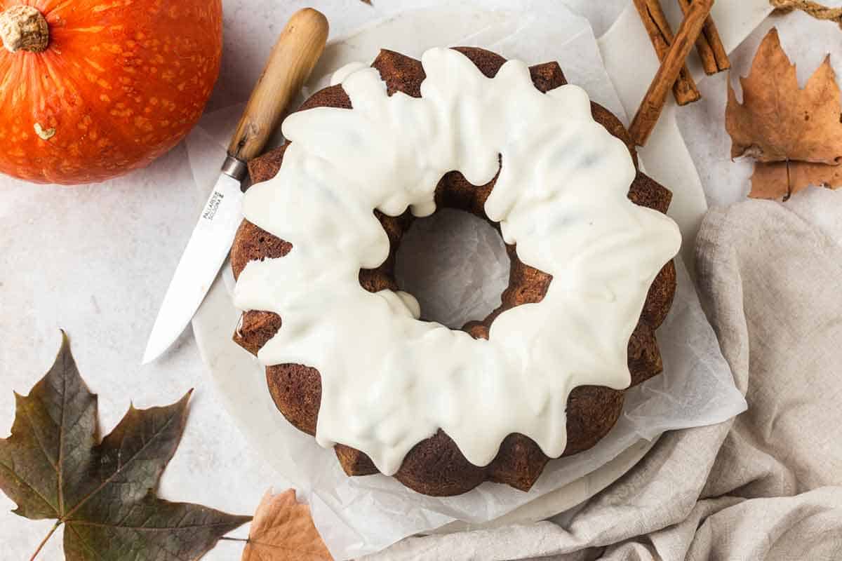 Pumpkin Spice Bundt Cake with Cream Cheese Frosting (Easy Recipe)