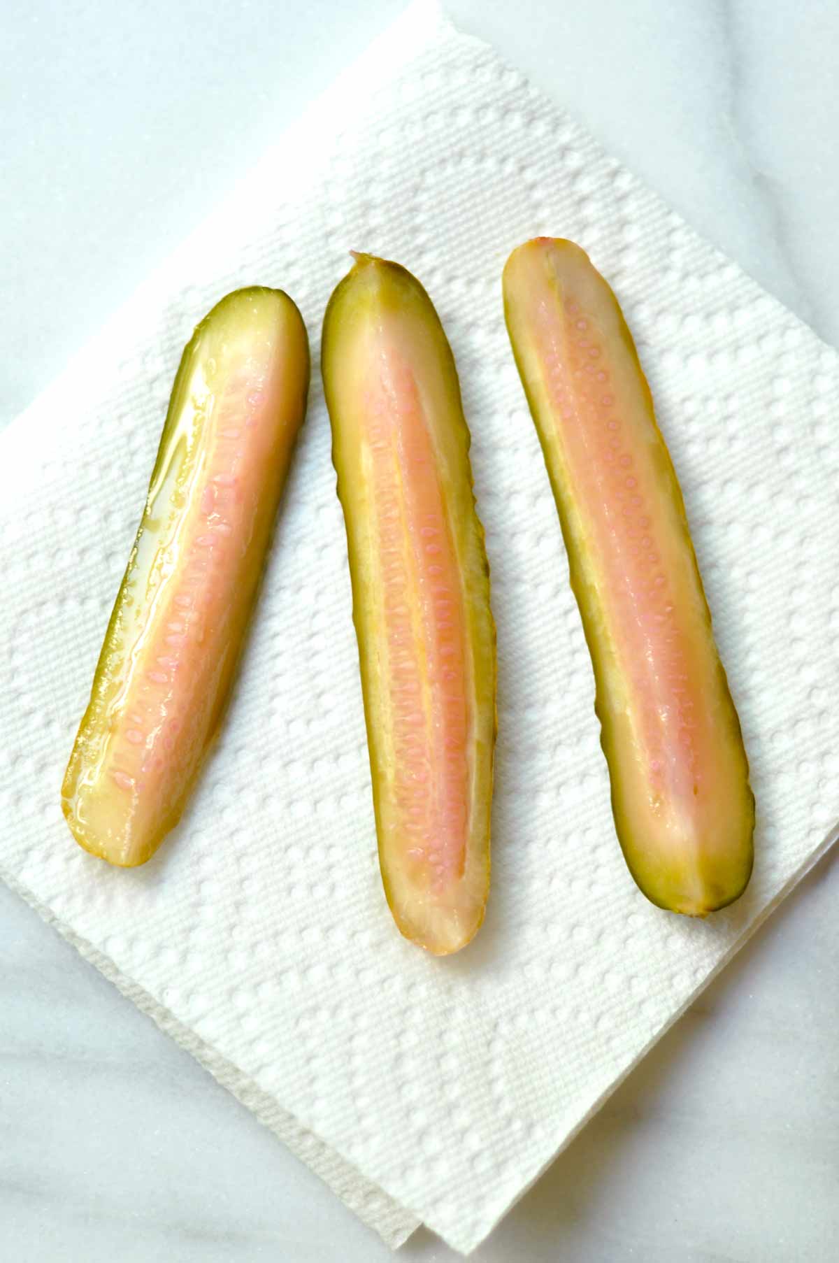 Refrigerator Dill Pickles made with Red Onion