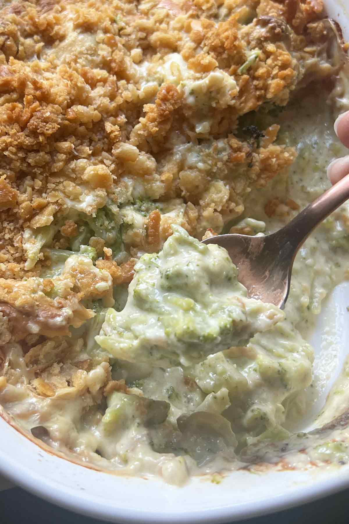 Broccoli Casserole with American Cheese and Ritz Crackers