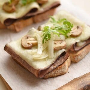 Open-faced Roast Beef Melt with Mushrooms
