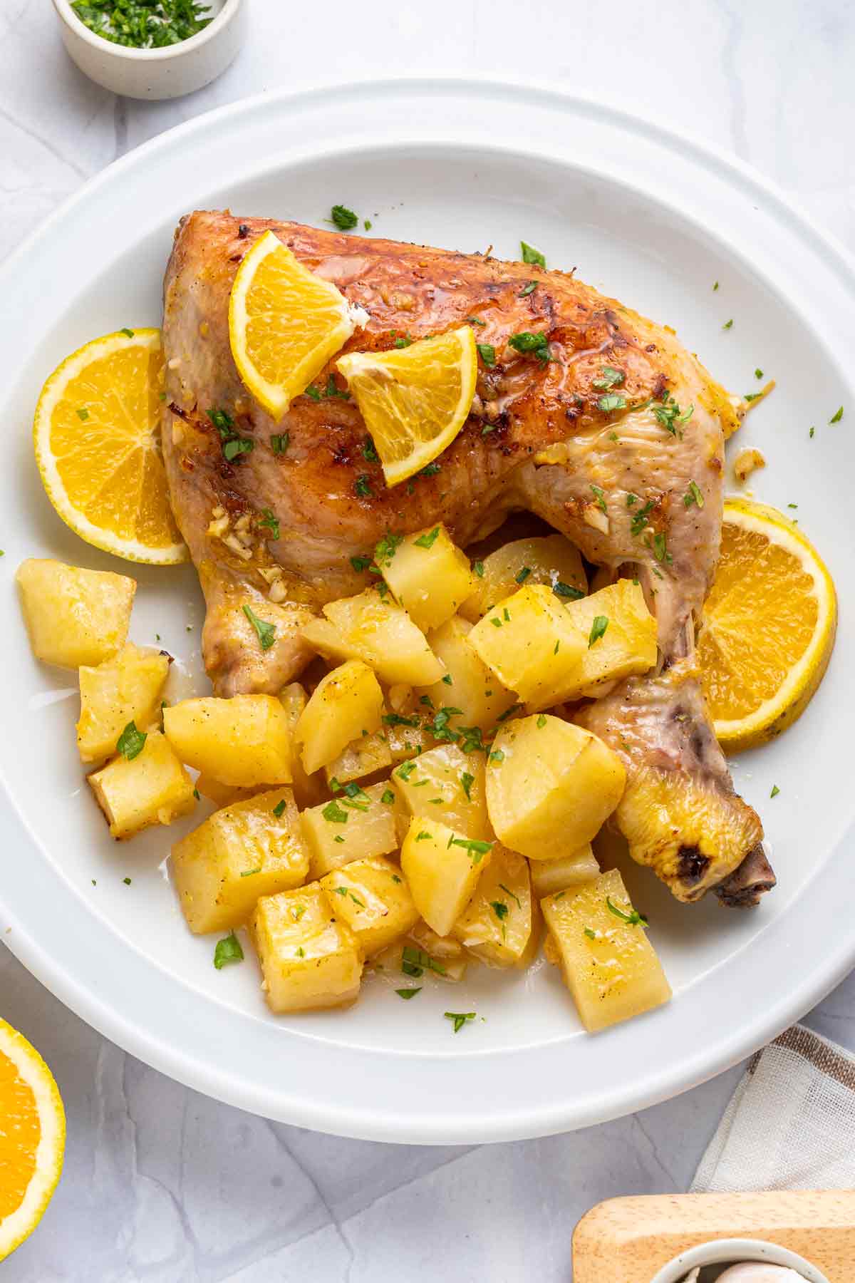 Roasted Chicken Quarters and Potatoes