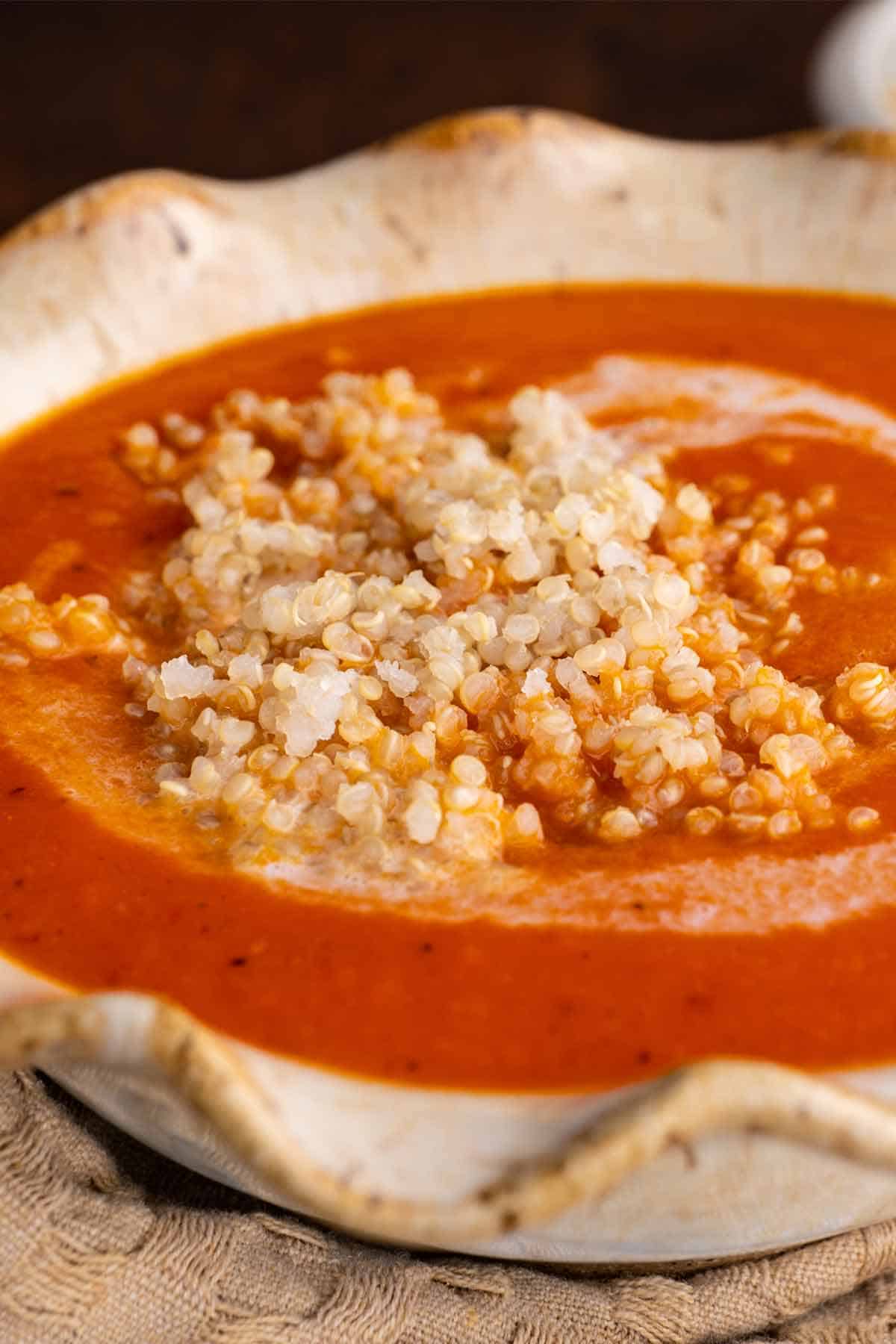 Roasted Red Pepper Soup with Quinoa