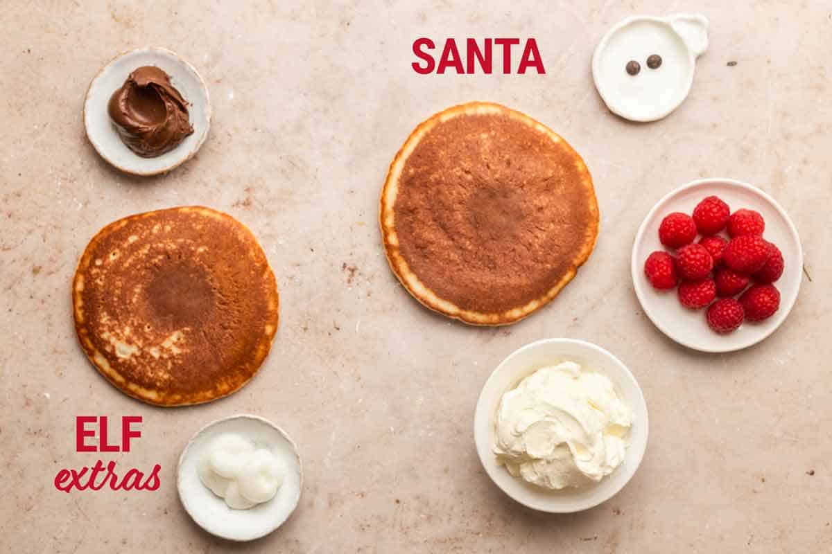 Ingredients for Elf and Santa Pancakes