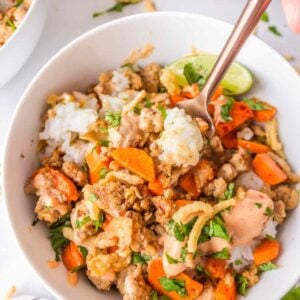 Sesame-Ginger Ground Pork Bowl with Rice