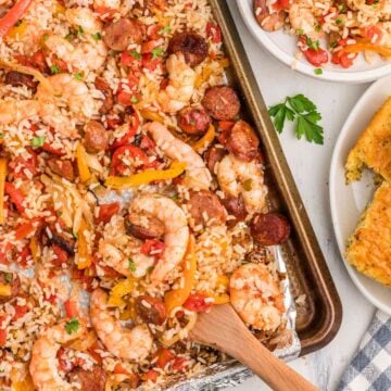 Sheet Pan Shrimp and Sausage Jambalaya