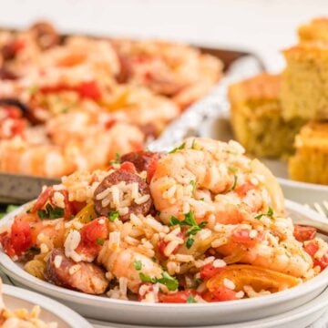 Sheet Pan Cajun Sausage and Shrimp Jambalaya