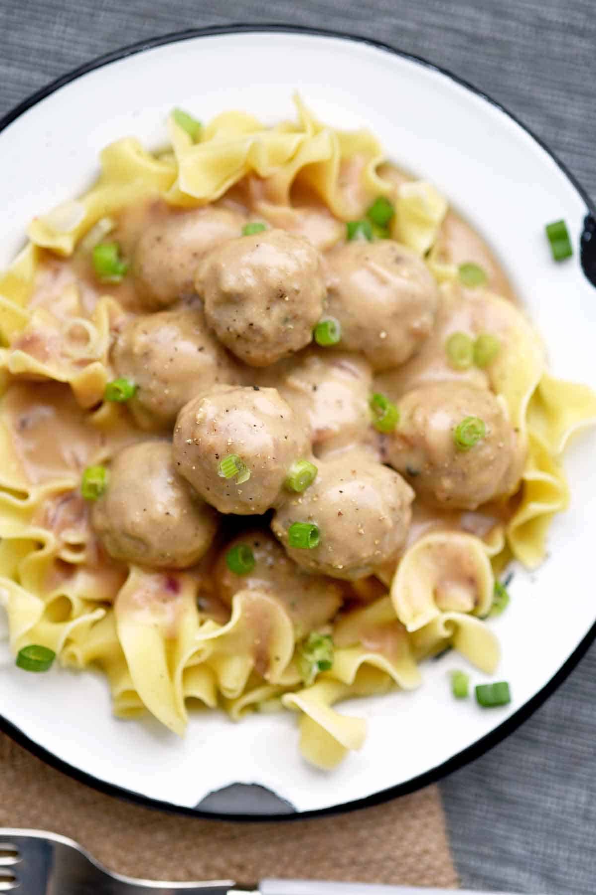Crockpot Swedish Meatballs made with frozen meatballs