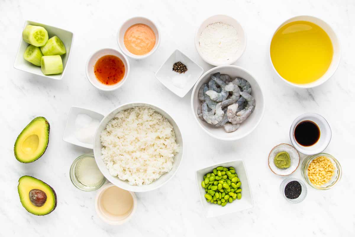 Shrimp Avocado Sushi Bowl Ingredients