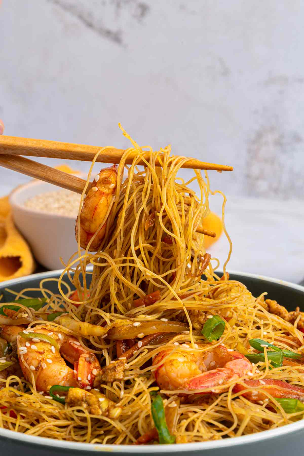 Shrimp Mei Fun with Chopsticks