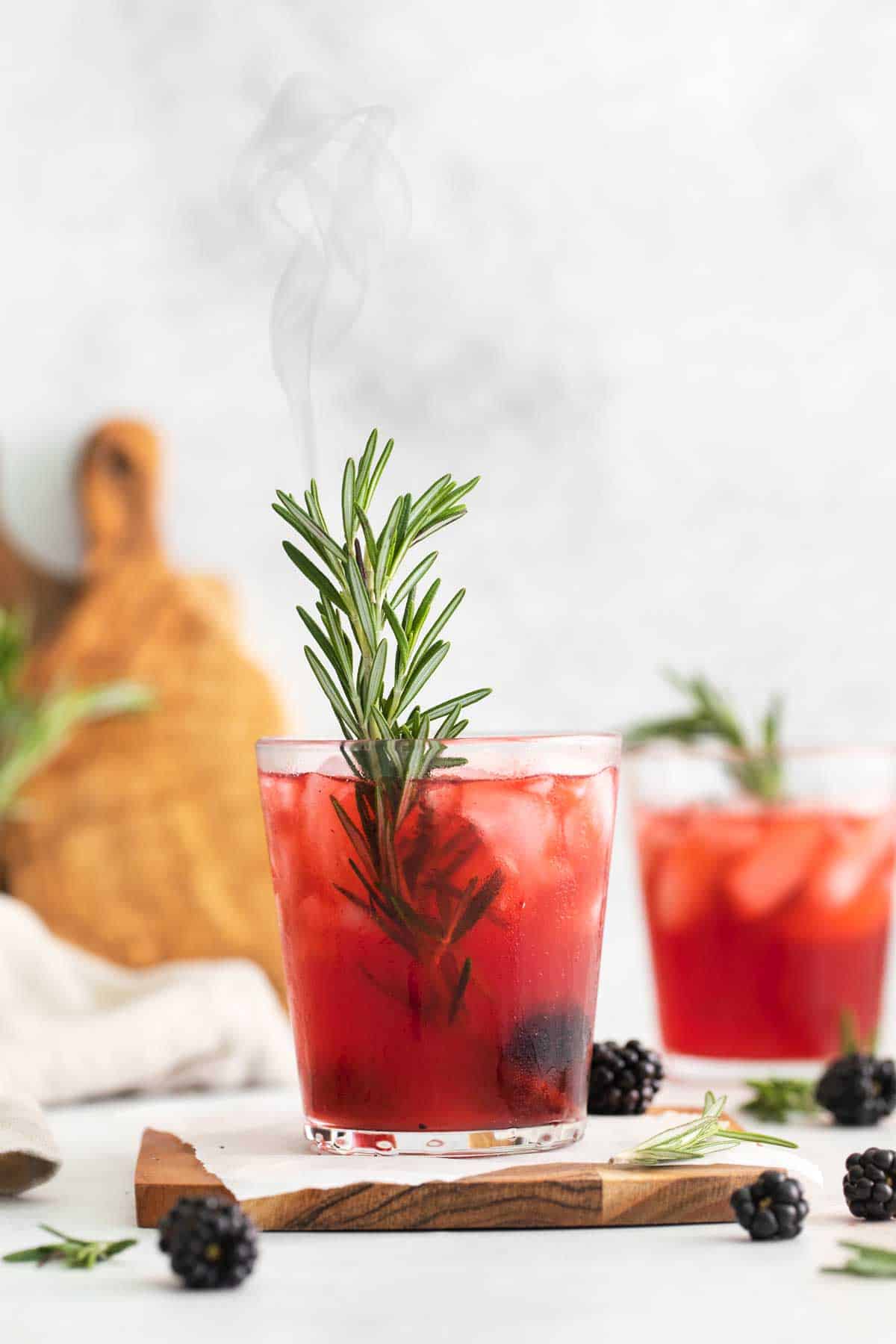 Smoked Rosemary Blackberry Whiskey Sour Cocktail