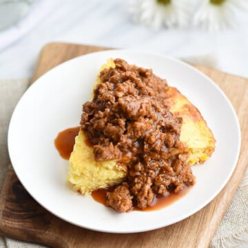 Southern Barbecue Pork-Topped Cornbread Pie