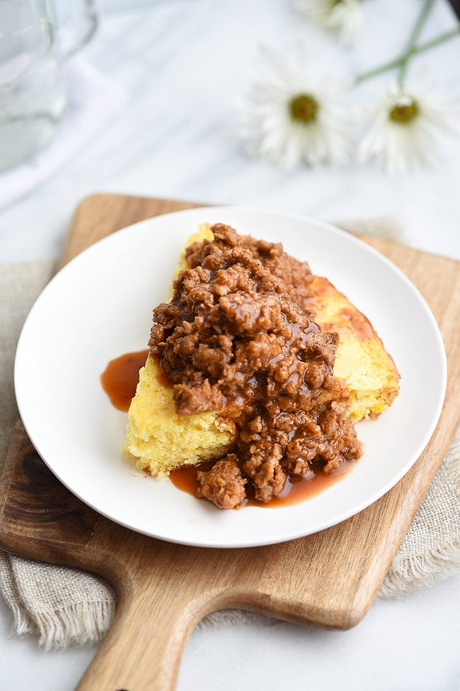 Southern Barbecue Pork-Topped Cornbread Pie