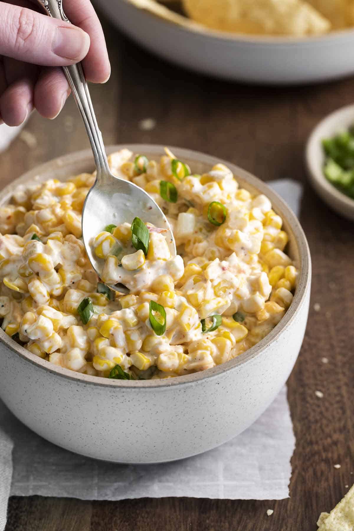 Southwest Corn Dip in a Bowl