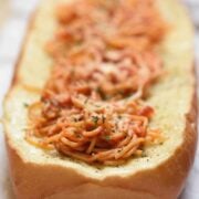 Spaghetti-Stuffed Garlic Bread Spaghetti-Stuffed Garlic Bread