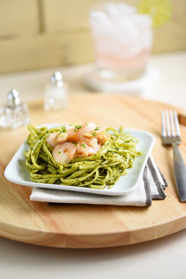 Shrimp and Chicken Pesto Pasta