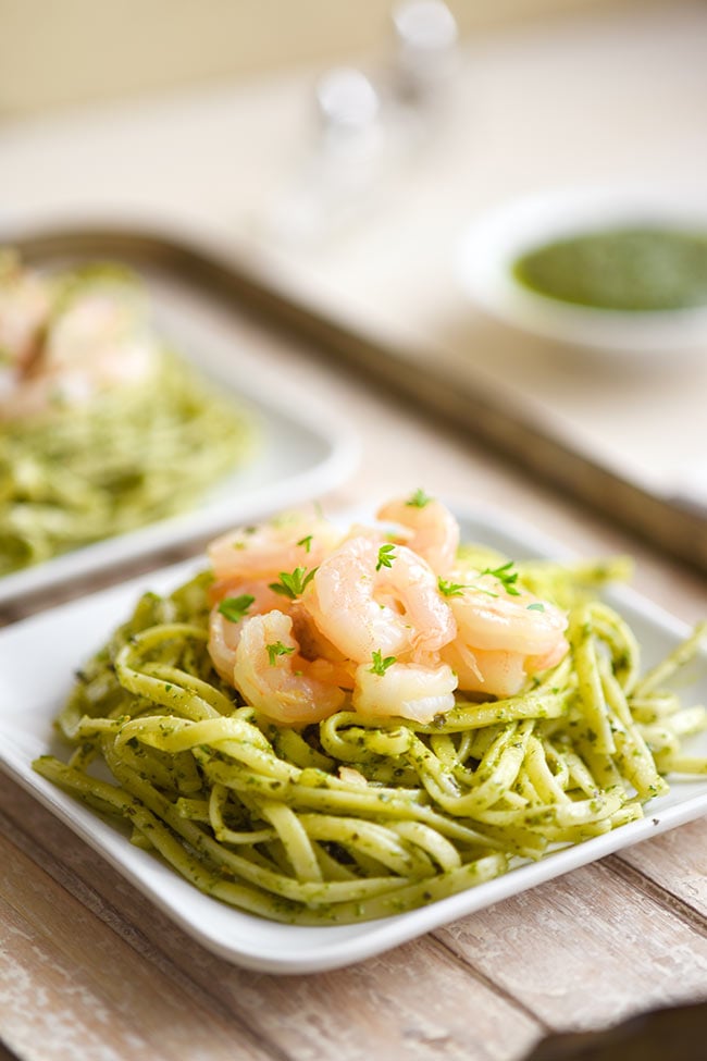 Shrimp and Chicken Pesto Pasta