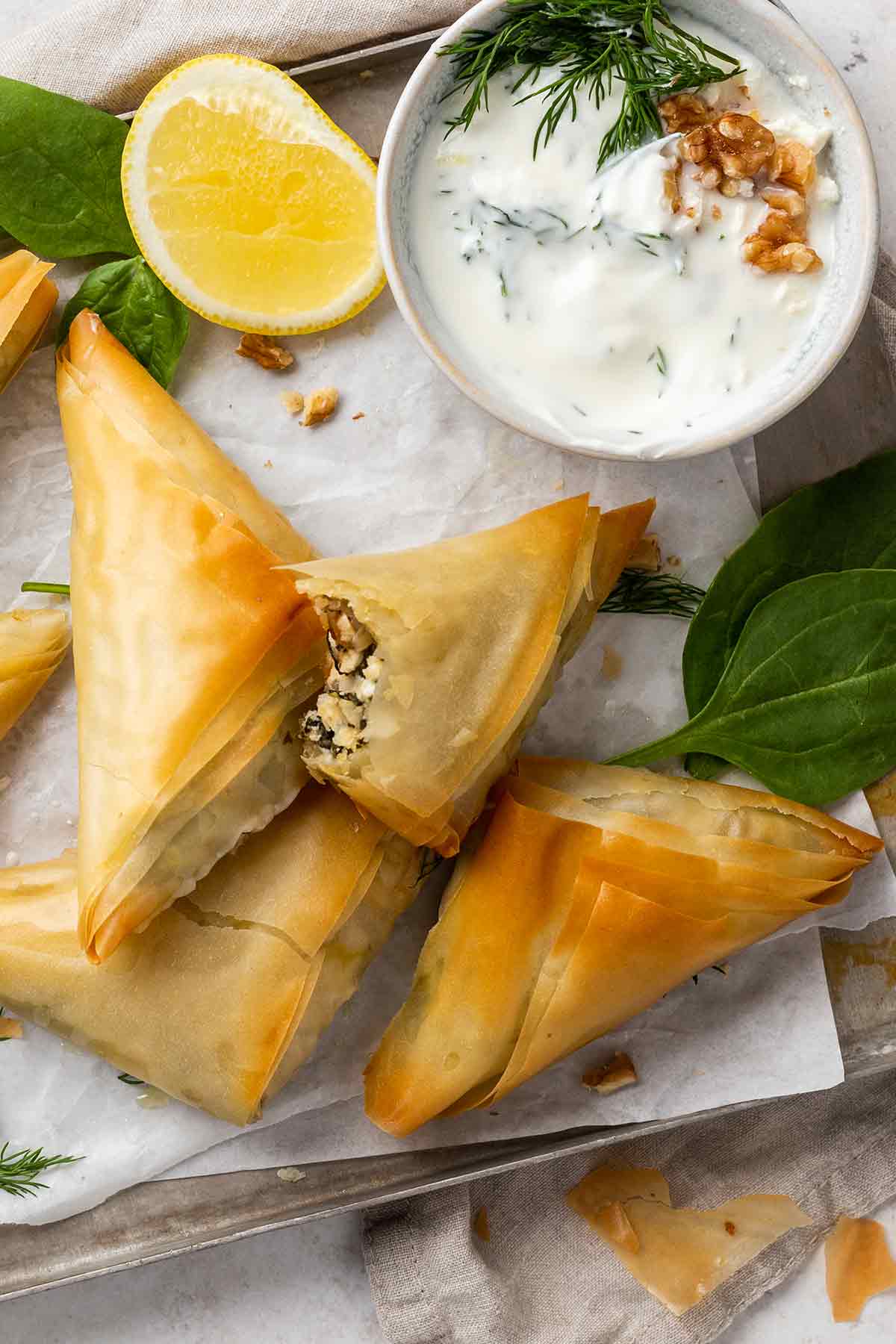 Spanakopita Appetizer with Tzatziki Sauce