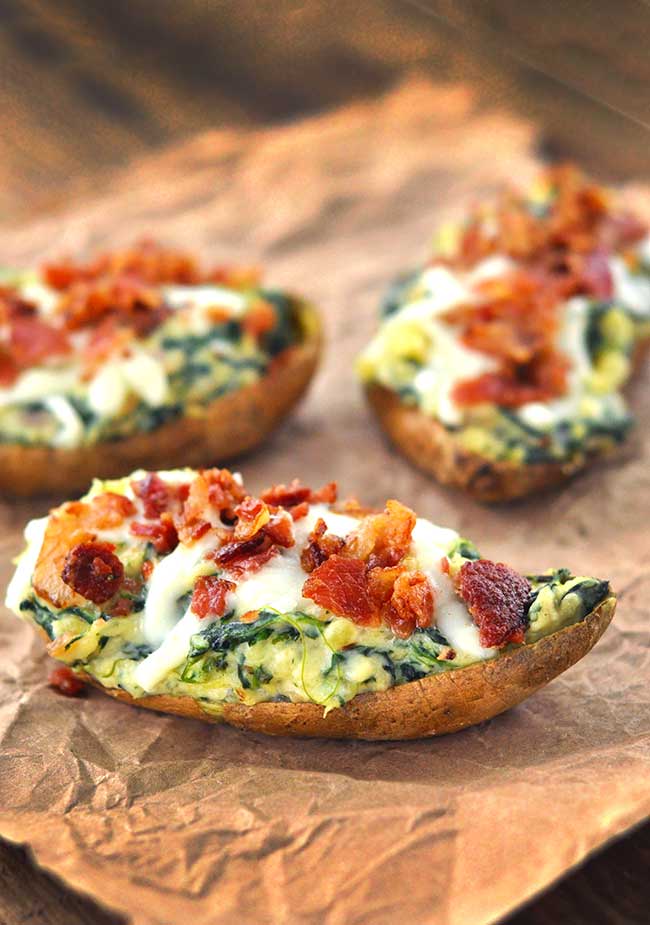 Spinach-stuffed Sweet Potato Skins