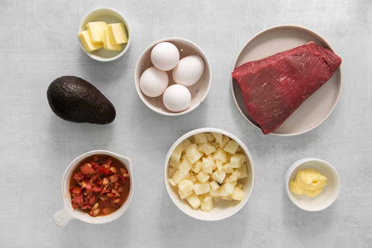 Ingredients for Steak and Eggs Rancheros